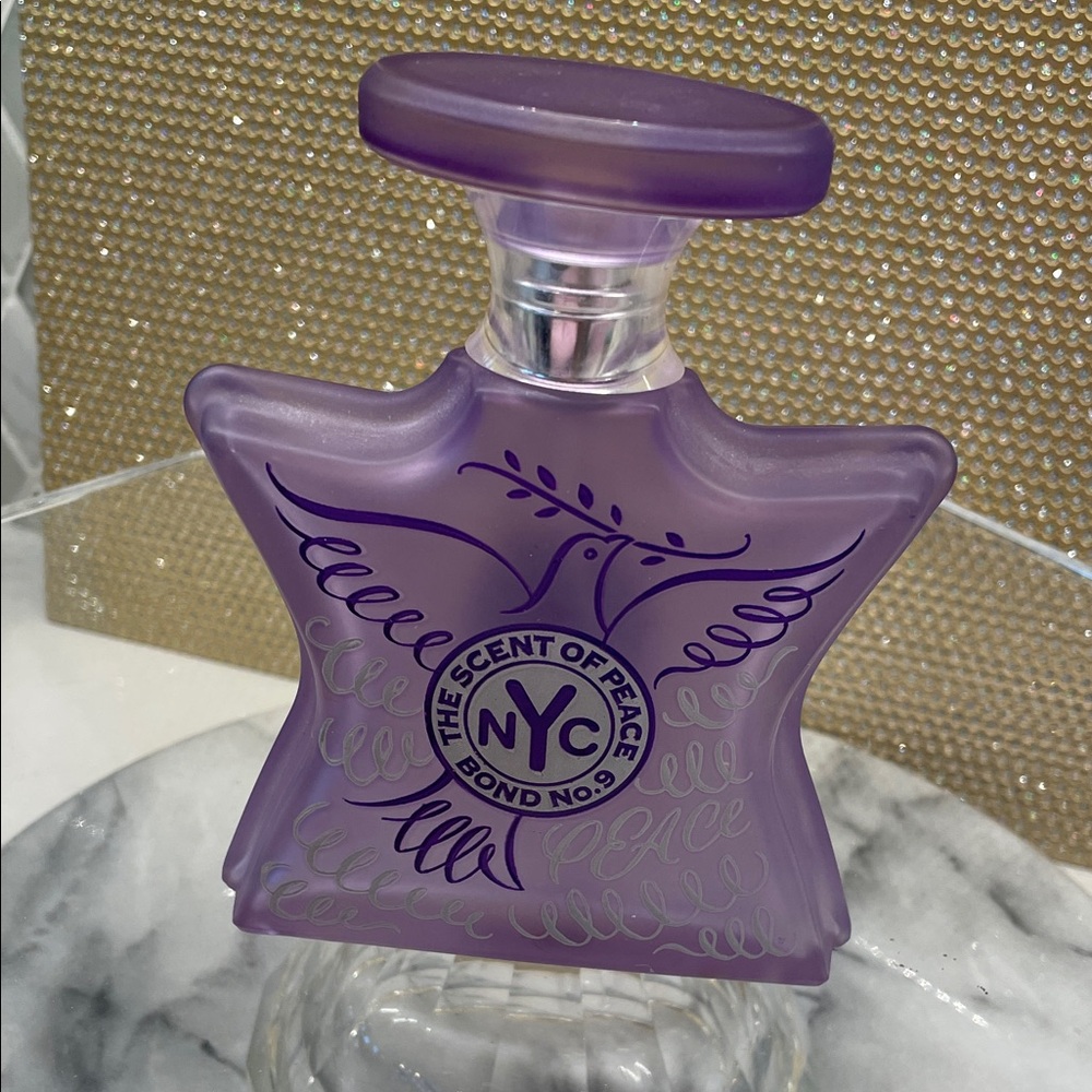 The Scent of Peace LARGE EMPTY Purple Perfume bottle.